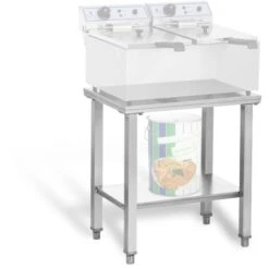 Ripiano Inox Per Friggitrice Doppia 62 X 42 Cm Acciaio Inossidabile 2 Ripiani