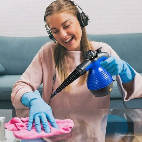 Pulitore Vapore 350 Ml, Pulitore A Vapore Portatile Multiuso 3 Bar, Con 9 Accessori (Blu) 2 Pulitore Vapore 350 Ml, Pulitore A Vapore Portatile Multiuso 3 Bar, Con 9 Accessori (Blu) - immagine 2