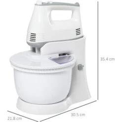 HOMCOM Impastatrice Planetaria Mixer Elettrico A Mano 6 Velocità, Ciotola 3.4L -Rowenta Negozio 27977585 3