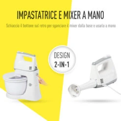 HOMCOM Impastatrice Planetaria Mixer Elettrico A Mano 6 Velocità, Ciotola 3.4L -Rowenta Negozio 27977585 5