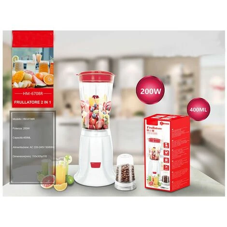 Frullatore Elettrico 2 In 1 Macina Caffe Tritatutto 200w Mixer Frutta 400ml 6708 2 Frullatore Elettrico 2 In 1 Macina Caffe Tritatutto 200w Mixer Frutta 400ml 6708 - immagine 2