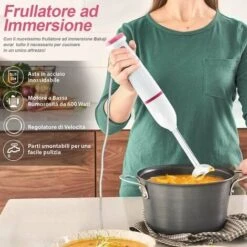 Frullatore Immersione Lame Acciaio 600W Sbattitore Tritatutto E Taglia Verdure -Rowenta Negozio 37236709 3