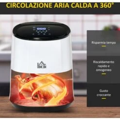 HOMCOM Friggitrice Ad Aria Da 2.5L 1300W Con 7 Menu Preimpostati, Pannello LED E Cestello Incluso, 33.9x24.9x29.9cm, Bianca E Nera -Rowenta Negozio 55054559 4