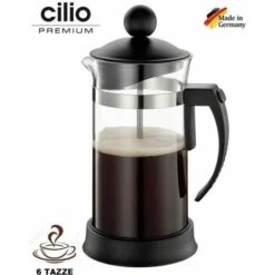 Cilio CAFFETTIERA TEIERA INFUSIERA A PISTONE STANTUFFO IN VETRO BOROSILICATO 800ml 6TZ