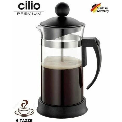 Cilio CAFFETTIERA TEIERA INFUSIERA A PISTONE STANTUFFO IN VETRO BOROSILICATO 800ml 6TZ 1 Cilio CAFFETTIERA TEIERA INFUSIERA A PISTONE STANTUFFO IN VETRO BOROSILICATO 800ml 6TZ