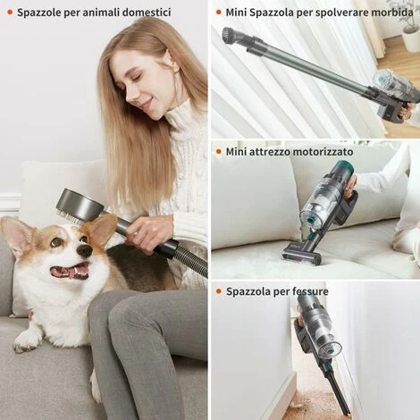 ULTENIC U11 Pro - Aspirapolvere Senza Fili U11 Pro, 25000Pa, Scopa Elettrica Potente Con Display Touch, Autonomia 50 Minuti, Boost Tappeto, 4 Spazzole Per Pavimento, Tappeto, Tenda, Peli Animali 5 ULTENIC U11 Pro - Aspirapolvere Senza Fili U11 Pro, 25000Pa, Scopa Elettrica Potente Con Display Touch, Autonomia 50 Minuti, Boost Tappeto, 4 Spazzole Per Pavimento, Tappeto, Tenda, Peli Animali - immagine 5