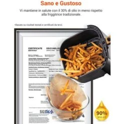 ULTENIC K10 - Friggitrice Ad Aria Calda K10, Ultenic Friggitrice Senza Olio, 5L Air Fryer, Ricette Italiane Online, LED,1500W, Preriscaldamento Per Patatine Fritte/Pizza -Rowenta Negozio 60255365 5