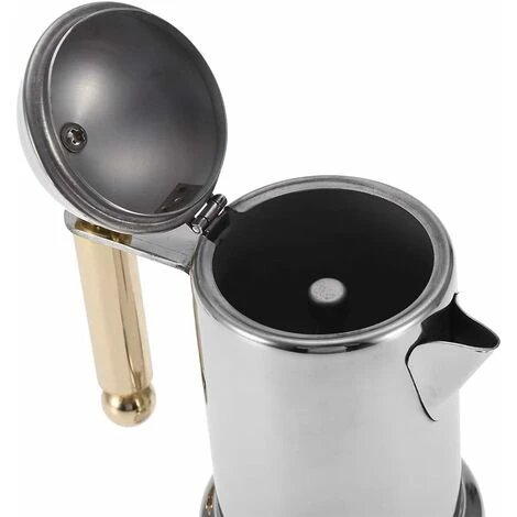 Caffettiera Con Piano Cottura In Acciaio Inossidabile Da 4 Tazze Pentola Per Caffè Espresso Durevole Pentola Per Moka In Argento Con Valvola Di Sicurezza 3 Caffettiera Con Piano Cottura In Acciaio Inossidabile Da 4 Tazze Pentola Per Caffè Espresso Durevole Pentola Per Moka In Argento Con Valvola Di Sicurezza - immagine 3
