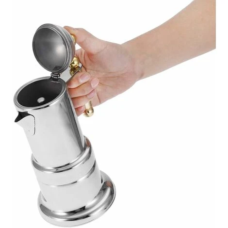 Caffettiera Con Piano Cottura In Acciaio Inossidabile Da 4 Tazze Pentola Per Caffè Espresso Durevole Pentola Per Moka In Argento Con Valvola Di Sicurezza 5 Caffettiera Con Piano Cottura In Acciaio Inossidabile Da 4 Tazze Pentola Per Caffè Espresso Durevole Pentola Per Moka In Argento Con Valvola Di Sicurezza - immagine 5