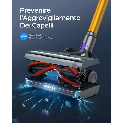 Laresar Scopa Elettrica Senza Fili, 400W/33000pa Aspirapolvere Senza Fili Potente Con Display Touch, Autonomia 50 Minuti, Anti-Avvolgimento Aspirapolvere Senza Fili, Pulizia Dei Bordi, 1.5L【Elite 3】 4 Laresar Scopa Elettrica Senza Fili, 400W/33000pa Aspirapolvere Senza Fili Potente Con Display Touch, Autonomia 50 Minuti, Anti-Avvolgimento Aspirapolvere Senza Fili, Pulizia Dei Bordi, 1.5L【Elite 3】 - immagine 4