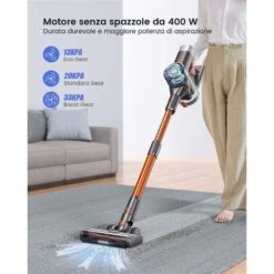 HONITURE S11 Scopa Elettrica Senza Fili,33Kpa/400W Aspirapolvere Senza Fili Potente Con Display Touch E LED,Prevenire L'avvolgimento Dei Capelli,Aspiratore Senza Filo Per Peli Animali -Rowenta Negozio 63921489 2