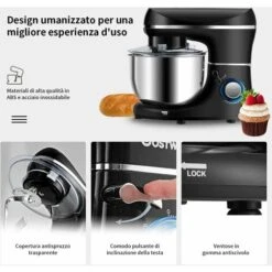 RELAX4LIFE Robot Da Cucina Con 10 Velocità, 1300 W, Impastatrice E Planetaria Multifunzionale, Basso Rumore, Testa Inclinata Regolabile, Per Pane, Dolci E Pizza (nero) -Rowenta Negozio 67415160 4
