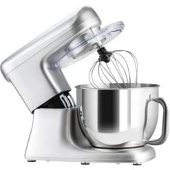 RELAX4LIFE Impastatrice Planetaria 1400W, Robot Da Cucina Professionale 4,5L Con 6 Velocità, Protezione Surriscaldamento, Mixer Elettrico Multifunzionale Con 3 Accessori (Argento)