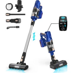Aspirapolvere A Batteria Yisora 25 KPA, Aspirapolvere 2 In 1, Aspirapolvere A Sacco E Senza Fili, Display A LED, Motore Brushless Da 265 W Fino A 60 Minuti, Aspirapolvere Senza Sacchetto Per Tappeti, Pavimenti, Peli Di Animali Domestici