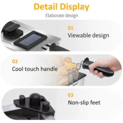 Aigostar Kenny - Friggitrice Ad Olio In Acciaio Inox 3 Litri Con Timer E Controllo Della Temperatura. Contenitore Rimovibile, Coperchio Di Visualizzazione E Cestello Per Friggere Con Ganci. 2200 W -Rowenta Negozio 72603428 5