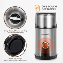 Aigostar Otto - Macina Caffè Elettrica, 200W , Con 1 Contenitori Rimovibili In Acciaio Inossidabile , 75g Coffee Macina Grinder Per Semi Di Pepe E Spezie -Rowenta Negozio 72603440 4