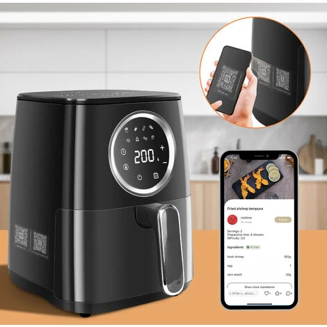 Aigostar Odin - Friggitrice Ad Aria, 8-in-1 Ricettario, Friggitrice Senza Olio Da 1400W, 4.2L, Touch Screen LED, Slot Raccogli Cavo, Senza BPA, Cestino Antiaderente Rimovibile, Nero 2 Aigostar Odin - Friggitrice Ad Aria, 8-in-1 Ricettario, Friggitrice Senza Olio Da 1400W, 4.2L, Touch Screen LED, Slot Raccogli Cavo, Senza BPA, Cestino Antiaderente Rimovibile, Nero - immagine 2