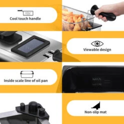 Aigostar Ushas 30HEZ - Friggitrice 2200Watts, Capacità 3Litri Con Finestra, Controllo Di Temperatura, Ciotola D'olio Removibile. Realizzata In Acciaio Inossidabile. Design Esclusivo. -Rowenta Negozio 72603479 4