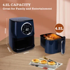 Taylor Swoden Marina - Friggitrice Ad Aria Senza Olio 8 In 1 Con Pannello Touch A LED. Cestello Interno Antiaderente Da 4.2L, Ideale Per Una Famiglia Da 4/6 Persone. Potenza Da 1400w, Color Blu 9 Taylor Swoden Marina - Friggitrice Ad Aria Senza Olio 8 In 1 Con Pannello Touch A LED. Cestello Interno Antiaderente Da 4.2L, Ideale Per Una Famiglia Da 4/6 Persone. Potenza Da 1400w, Color Blu -Rowenta Negozio 72603500 5