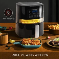 Aigostar Maha - Friggitrice Ad Aria 7 In 1 Da 4 L Con Finestra Di Visualizzazione Con Controllo Dell'illuminazione Indipendente, Cestello Antiaderente. Friggitrice Senza Olio 1600 W, Nero -Rowenta Negozio 72603506 3