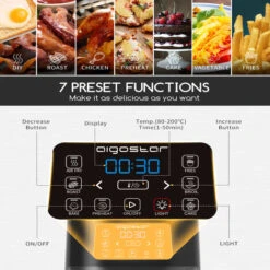 Aigostar Maha - Friggitrice Ad Aria 7 In 1 Da 4 L Con Finestra Di Visualizzazione Con Controllo Dell'illuminazione Indipendente, Cestello Antiaderente. Friggitrice Senza Olio 1600 W, Nero -Rowenta Negozio 72603506 4