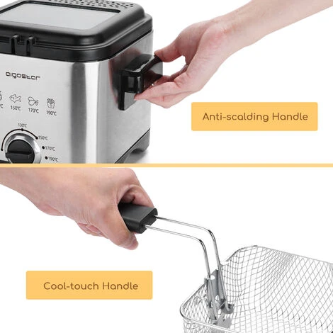 Aigostar Fries 30IZD - Friggitrice Compatta Da 1,5 L In Acciaio Inox, 1000 Watt Con Finestra Di Visualizzazione, Controllo Temperatura, Design Esclusivo. 5 Aigostar Fries 30IZD - Friggitrice Compatta Da 1,5 L In Acciaio Inox, 1000 Watt Con Finestra Di Visualizzazione, Controllo Temperatura, Design Esclusivo. - immagine 5