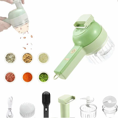 Set Tagliaverdure Elettrico Portatile 4 In 1, Robot Da Cucina Wireless Per Aglio Pepe Peperoncino Cipolla Sedano Carne Zenzero Con Spazzola 1 Set Tagliaverdure Elettrico Portatile 4 In 1, Robot Da Cucina Wireless Per Aglio Pepe Peperoncino Cipolla Sedano Carne Zenzero Con Spazzola