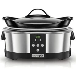 Crock-Pot Pentola Per Cottura Lenta, Slow Cooker, 5.7 Litri, Fino A 6-8 Persone, Spegnimento Automatico, 2 Impostazioni Cottura E Funzione Mantenimento In Caldo Automatica, 230 W, Ceramica, Argento