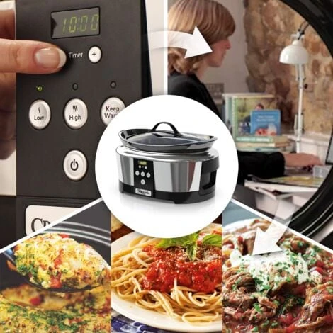 Crock-Pot Pentola Per Cottura Lenta, Slow Cooker, 5.7 Litri, Fino A 6-8 Persone, Spegnimento Automatico, 2 Impostazioni Cottura E Funzione Mantenimento In Caldo Automatica, 230 W, Ceramica, Argento 3 Crock-Pot Pentola Per Cottura Lenta, Slow Cooker, 5.7 Litri, Fino A 6-8 Persone, Spegnimento Automatico, 2 Impostazioni Cottura E Funzione Mantenimento In Caldo Automatica, 230 W, Ceramica, Argento - immagine 3