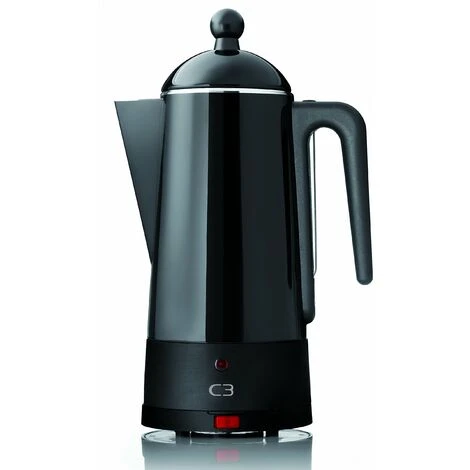 C3 30-30254 Caffettiera Di Design Con Filtro Percolatore Eco, Capacità 2 - 6 Tazze, In Acciaio Inox Laccato, Colore: Nero 1 C3 30-30254 Caffettiera Di Design Con Filtro Percolatore Eco, Capacità 2 - 6 Tazze, In Acciaio Inox Laccato, Colore: Nero