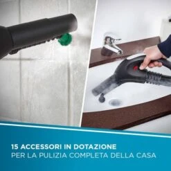 Polti Vaporetto Lecoaspira FAV80Turbo Intelligence, Pulitore AVapore E Aspirapolvere Con Filtro Ad Acqua, Per Soggetti Allergici, Funzione ECO, 6 BAR Di Potenza Vapore, 15 Accessori, Bianco/verde -Rowenta Negozio 78979972 5