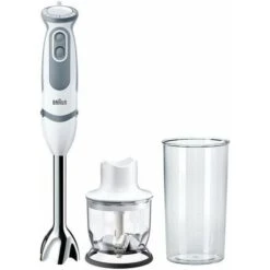 Braun Minipimer MultiQuick 5 Vario MQ5220WH Frullatore Ad Immersione, 21 Velocità, Tecnologia Tedesca, Impugnatura Ergonomica, Dotato Di Tritatutto Da 350ml E Bicchiere Da 600ml, Potenza 1000W, Bianco
