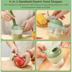 Tritaverdure 4 In 1 Set Tritatutto Elettrico Portatile Set Tagliaverdure Wireless Con Alimentazione USB Per Aglio Peperoncino Cipolla Sedano Zenzero Carne (verde) -Rowenta Negozio 80891546 4