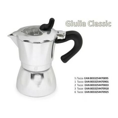 CAFFETTIERA GIULIA ALLUMINIO MEZZA TAZZA CLASSIC GUARNIZIONE IN SILICONE 1 CAFFETTIERA GIULIA ALLUMINIO MEZZA TAZZA CLASSIC GUARNIZIONE IN SILICONE