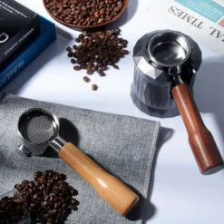 51mm Bottomless Portafilter Coffee Bottomless Compatible With DeLonghi Espresso Machine EC680 And EC685 Rosewood Handle (Filter Basket Included, Two Ears) -Rowenta Negozio 85893420 3