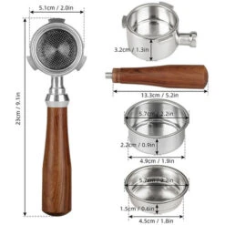 51mm Bottomless Portafilter Coffee Bottomless Compatible With DeLonghi Espresso Machine EC680 And EC685 Rosewood Handle (Filter Basket Included, Two Ears) -Rowenta Negozio 85893420 4