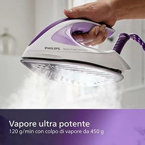 Philips PerfectCare Performer Ferro Da Stiro Con Caldaia- 2600W, Colpo Di Vapore 450g, Pressione 6,5 Bar, Tecnologia OptimalTEMP, Serbatoio 1,8 L, Viola/Bianco (GC8752/30) 2 Philips PerfectCare Performer Ferro Da Stiro Con Caldaia- 2600W, Colpo Di Vapore 450g, Pressione 6,5 Bar, Tecnologia OptimalTEMP, Serbatoio 1,8 L, Viola/Bianco (GC8752/30) - immagine 2