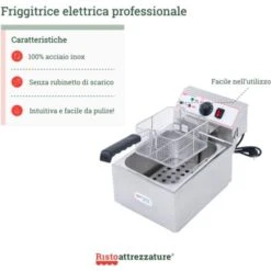 Friggitrice Elettrica Professionale Singola Vasca In Acciaio Inox Per Pub Bar Ristoranti Da Banco - 6 Litri -Rowenta Negozio 91343429 3