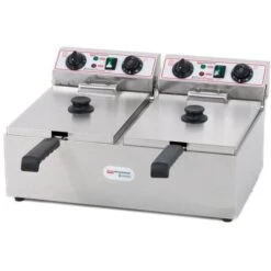 Friggitrice Elettrica Professionale 10+10 Litri Doppia Vasca In Acciaio Inox Per Pub Bar Ristoranti Da Banco
