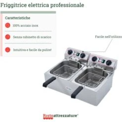 Friggitrice Elettrica Professionale 10+10 Litri Doppia Vasca In Acciaio Inox Per Pub Bar Ristoranti Da Banco -Rowenta Negozio 91343446 3