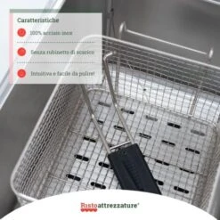 Friggitrice Elettrica Professionale 6+6 Litri Doppia Vasca In Acciaio Inox Per Pub Bar Ristoranti Da Banco Monofase -Rowenta Negozio 91343470 3