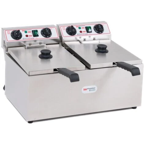 Friggitrice Elettrica Professionale 13+13 Litri Doppia Vasca In Acciaio Inox Per Pub Bar Ristoranti Da Banco 1 Friggitrice Elettrica Professionale 13+13 Litri Doppia Vasca In Acciaio Inox Per Pub Bar Ristoranti Da Banco