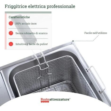 Friggitrice Elettrica Professionale 13+13 Litri Doppia Vasca In Acciaio Inox Per Pub Bar Ristoranti Da Banco 3 Friggitrice Elettrica Professionale 13+13 Litri Doppia Vasca In Acciaio Inox Per Pub Bar Ristoranti Da Banco - immagine 3