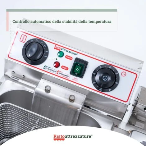 Friggitrice Elettrica Professionale 13+13 Litri Doppia Vasca In Acciaio Inox Per Pub Bar Ristoranti Da Banco 4 Friggitrice Elettrica Professionale 13+13 Litri Doppia Vasca In Acciaio Inox Per Pub Bar Ristoranti Da Banco - immagine 4