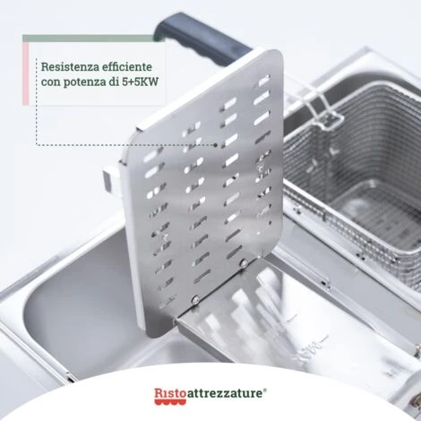 Friggitrice Elettrica Professionale 13+13 Litri Doppia Vasca In Acciaio Inox Per Pub Bar Ristoranti Da Banco 5 Friggitrice Elettrica Professionale 13+13 Litri Doppia Vasca In Acciaio Inox Per Pub Bar Ristoranti Da Banco - immagine 5