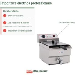 Friggitrice Elettrica Professionale 13 Litri Singola Vasca In Acciaio Inox Per Pub Bar Ristoranti Da Banco 7 Friggitrice Elettrica Professionale 13 Litri Singola Vasca In Acciaio Inox Per Pub Bar Ristoranti Da Banco -Rowenta Negozio 91343478 3