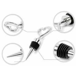 Confezione Da 2 Tappi Per Bottiglia Di Vino - Salvavino In Acciaio Inossidabile, Tappi Per Vino Riutilizzabili Per Bevande, Tappo Per Vino A Forma Di Cuore Per Regali, Bar, Feste, Matrimoni. -Rowenta Negozio 94723025 3