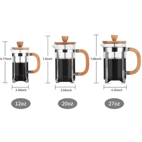Caffettiera French Press Da 20 Once Con Manico In Legno Filtro Ad Alta Densità Teiera In Vetro Borosilicato Resistente Al Calore Pressa Per Caffè (20 Once) 2 Caffettiera French Press Da 20 Once Con Manico In Legno Filtro Ad Alta Densità Teiera In Vetro Borosilicato Resistente Al Calore Pressa Per Caffè (20 Once) - immagine 2