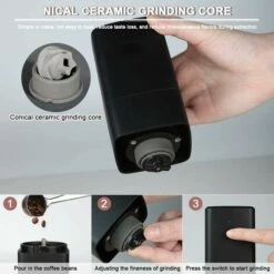 Macinacaffè Elettrico Portatile Macinacaffè 1300mAh Macinacaffè Ricaricabile USB Con Spazzola Per Chicchi Di Caffè Spezie Noci -Rowenta Negozio 96190888 4