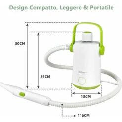 COSTWAY 1000W Pulitore A Vapore Multiuso, Macchina A Vapore Portatile Con 10 Accessori Serbatoio Da 300 Ml, Pulizia A Vapore Con Tubo Flessibile Per Cucina Bagno Finestre (Verde) -Rowenta Negozio 96369147 4